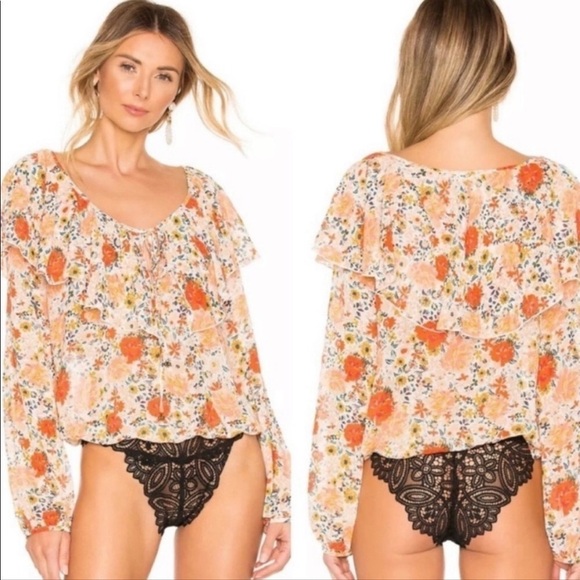 Free People Say It To Me Floral Bodysuit Long Sleeve Small Girly Feminine Boho - Picture 1 of 16